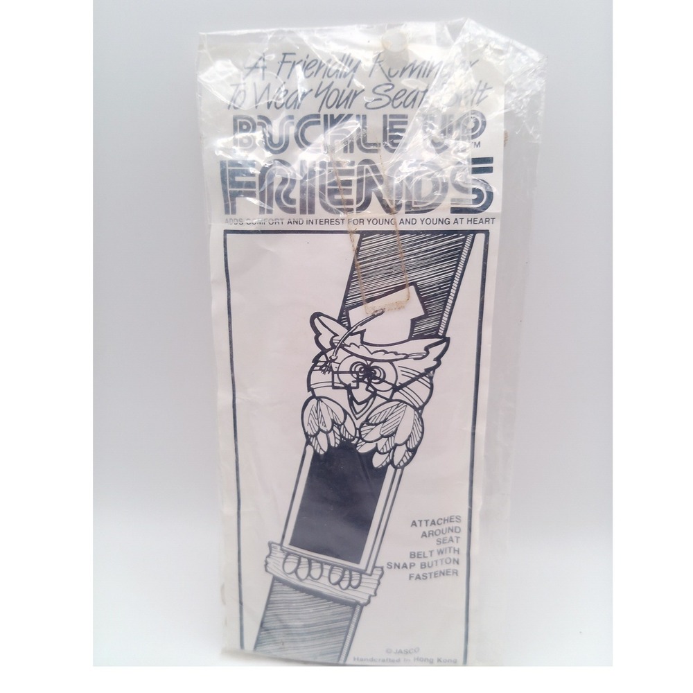Jasco Buckle Up Friends Seat Belt Snap On Cover VTG Owl Deadstock NIP Unopened - Picture 3 of 5